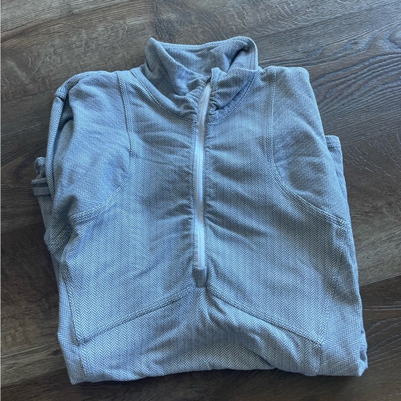 Lululemon Gray Herringbone Quarter-Zip Jacket in Size 10 - Picture 14 of 14